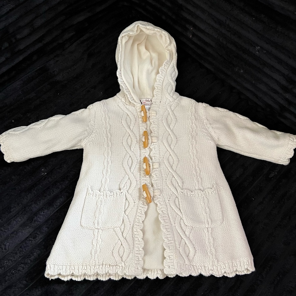 GAP Cream Hooded Knit Jacket for Kids